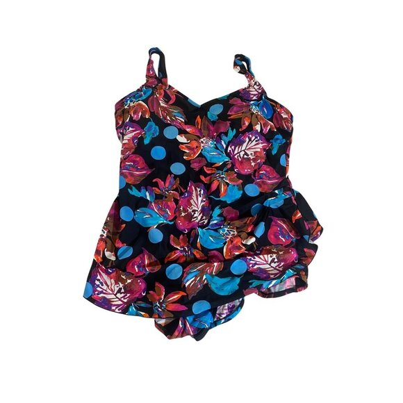 Maxine Of Hollywood Women's Multi Color Floral Retro One Piece Swimsuit - 20W - Picture 1 of 10